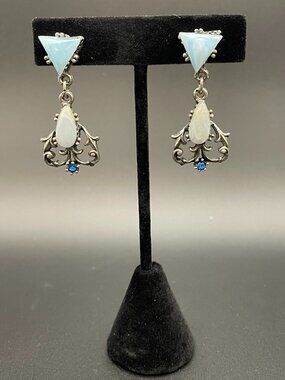 Vintage Silver-Toned Art Deco Earrings
